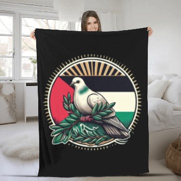 Discover Pigeon Hold olive branch front Palestine Flag Fleece Blankets