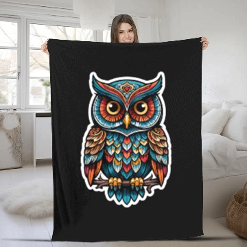 Discover Owl Neo Traditional Fleece Blankets