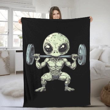 Discover Alien at the Gym Fleece Blankets