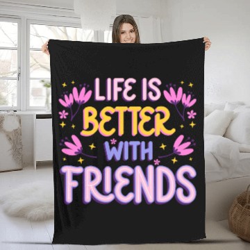 Discover Purple Pink Minimalist Best Friends Text Cute Fleece Blankets