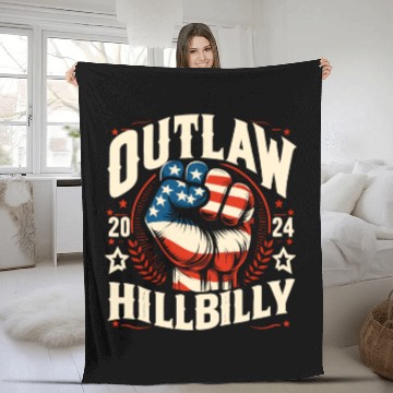 Discover Vintage Retro US Flag Outlaw Hillbilly 2024 Trump Fleece Blankets