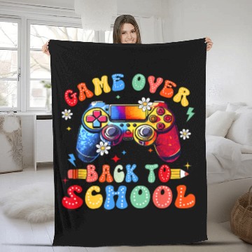 Discover Funny First Day Of School Comeback Game Over Back Fleece Blankets