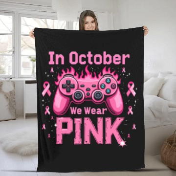 Discover In October We Wear Pink Breast Cancer Awareness Fleece Blankets