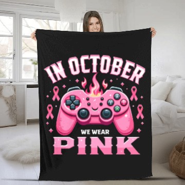 Discover In October We Wear Pink Breast Cancer Awareness Fleece Blankets
