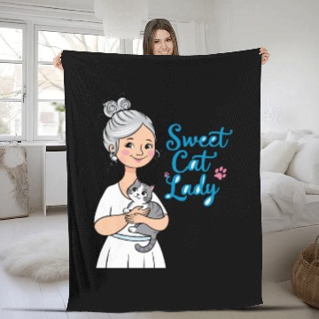 Discover sweet cat lady Fleece Blankets