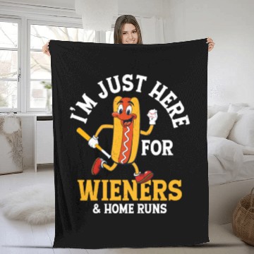 Discover I'm Just Here For Wieners & Home Runs Baseball Spo Fleece Blankets
