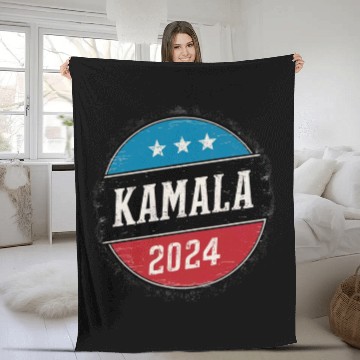 Discover Kamala Harris 2024 Retro Button Election Fleece Blankets