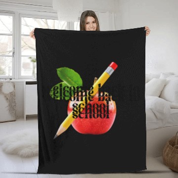 Discover "Welcome Back to School - Red Apple and Yellow Pen Fleece Blankets