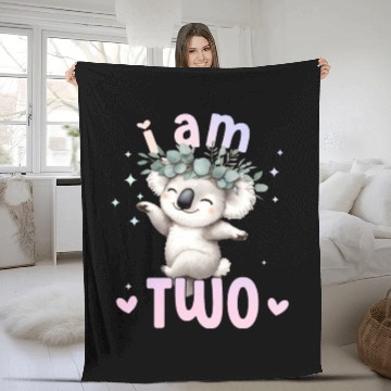 Discover 2nd Birthday Girl Koala bear Second birthday girl Fleece Blankets