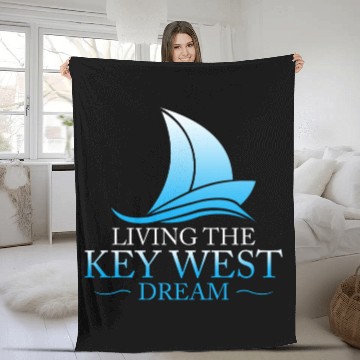 Discover Florida Keys LIVING THE KEY-WEST DREAM Sailor Fleece Blankets