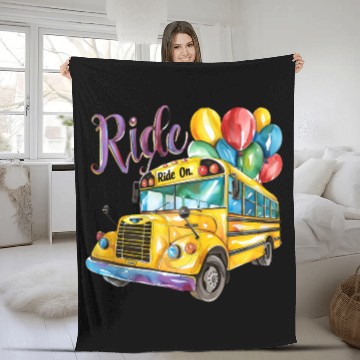 Discover "Back-to-School Ride: Colorful School Bus" Fleece Blankets