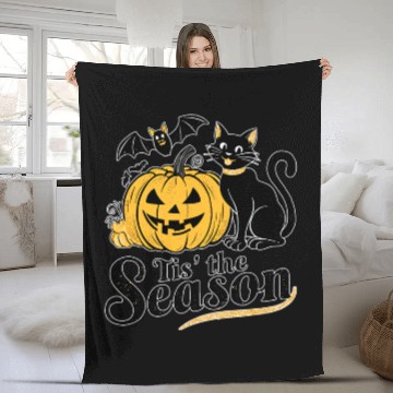 Discover Tis the season Halloween bats pumpkin fall funny Fleece Blankets