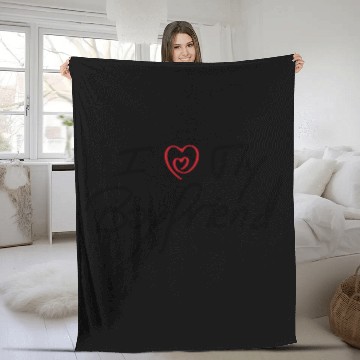 Discover I Love My Boyfriend - White Fleece Blankets