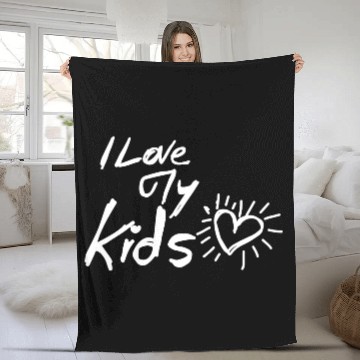 Discover I Love My Kids - Black Fleece Blankets