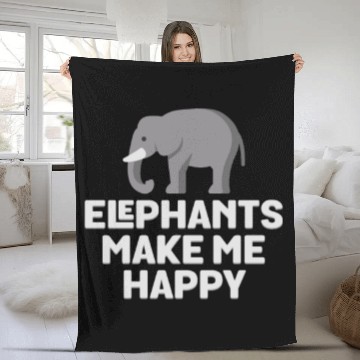 Discover Elephants Make Me Happy Fleece Blankets - Pun Animal Lover