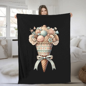 Discover An ice cream cone filled with sweet delicacies Fleece Blankets