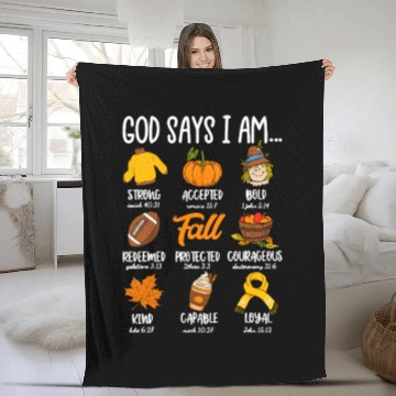Discover God Says I Am Fall Vibes Autumn Christian Fleece Blankets