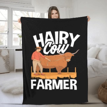 Discover Hairy Cow Farmer Highland Cow Fleece Blankets
