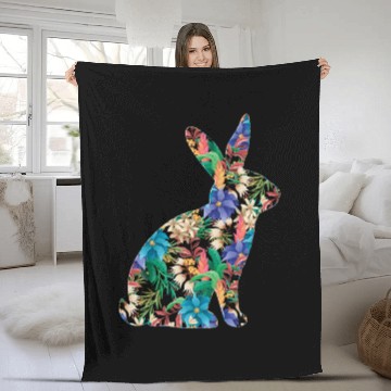 Discover Floral Easter Girls Bunny Spring Flowers Rabbit Fleece Blankets