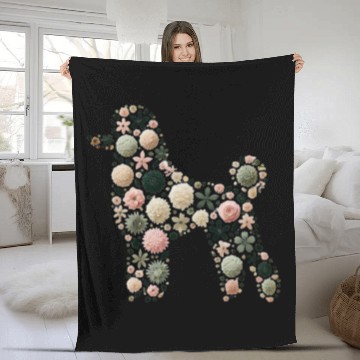 Discover Floral Poodle: Elegance Blossoming in Nature Fleece Blankets