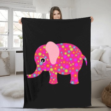 Discover Elephant Flowers Eye Attractive Funny Animal lover Fleece Blankets