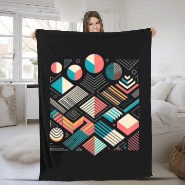 Discover Retro Geometric Shapes 80s 90s Style 1 Fleece Blankets