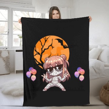 Discover Chibi Mummy Illustration for Halloween Fleece Blankets