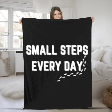 Discover Small Steps Every Day - Motivational Typography Fleece Blankets