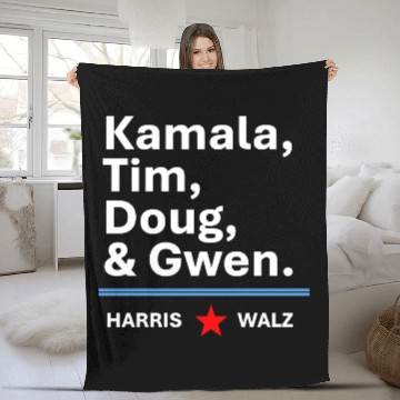 Discover Harris & Walz | Kamala, Tim, Doug & Gwen Fleece Blankets