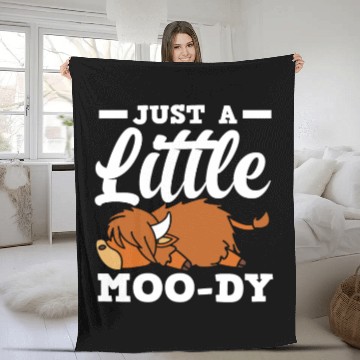 Discover Just A Little Moody Highland Cow Fleece Blankets
