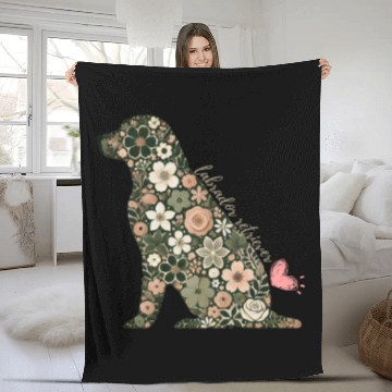 Discover Floral Labrador Retriever: Elegant Pet Silhouett Fleece Blankets
