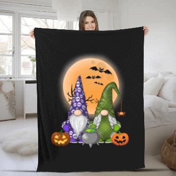 Discover Gnome Witch Halloween Pumpkin Autumn Fall Holiday Fleece Blankets