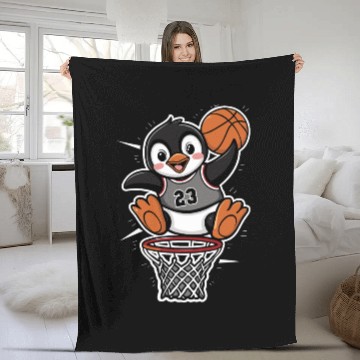 Discover Penguin Basketball Slam Dunk Fleece Blankets