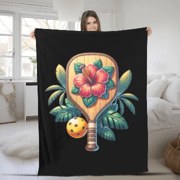 Discover Hibiscus Flower Pickleball Fleece Blankets