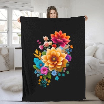 Discover Vintage Floral Aesthetic: Watercolor Nature Blooms Fleece Blankets