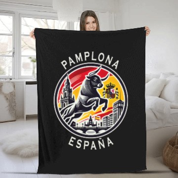 Discover Pamplona Spain bull Fleece Blankets