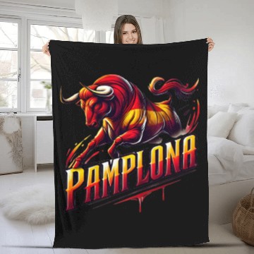 Discover Pamplona Spain Bull España Fleece Blankets