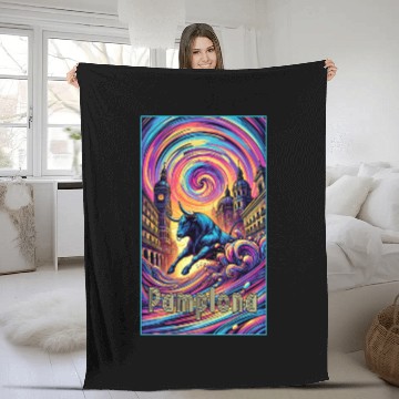 Discover Pamplona Spain art Fleece Blankets