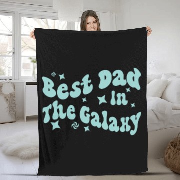 Discover best dad in the galaxy logo father day gift dad Fleece Blankets