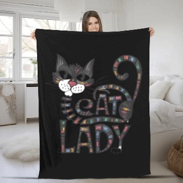 Discover CAT LADY Fleece Blankets