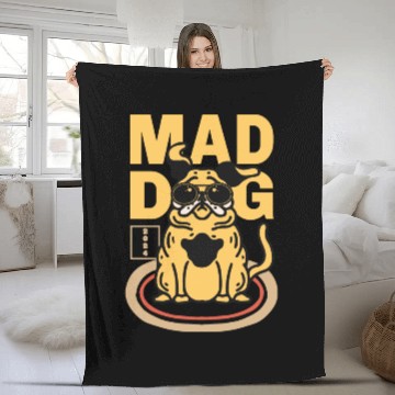 Discover Mad Dog Animal Fleece Blankets