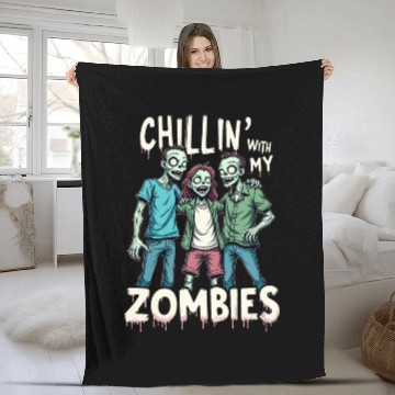 Discover Chillin With My Zombies Funny Zombie Costume Boys Fleece Blankets