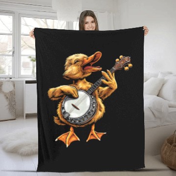 Discover Ducks Farm Animal Farmer Bluegrass Banjo Player Fleece Blankets
