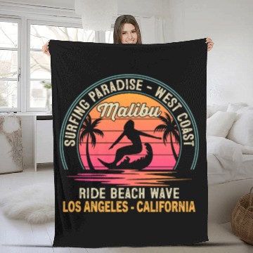 Discover A NEST COAST NG PARADISE - SURFING Malibu RIDE BEA Fleece Blankets