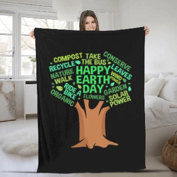 Discover Happy Earth Day Tree For Earth Science Lover Fleece Blankets