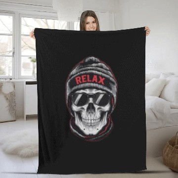 Discover Relax Skull Vibes Fleece Blankets