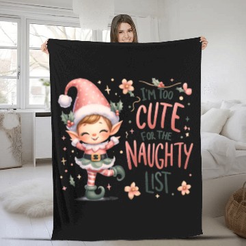 Discover Cute Elf: Too Cute for the Naughty List Fleece Blankets
