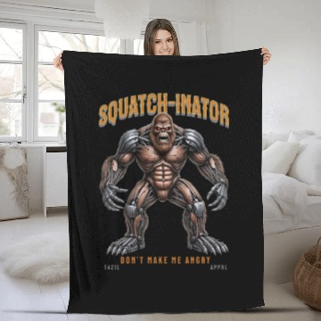 Discover Bigfoot Robot Design, Unique Sasquatch Graphic Fleece Blankets