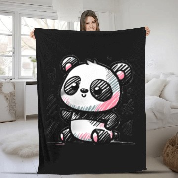 Discover Panda doodle Fleece Blankets