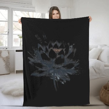Discover Modern Lotus with Brushstroke Effect Fleece Blankets